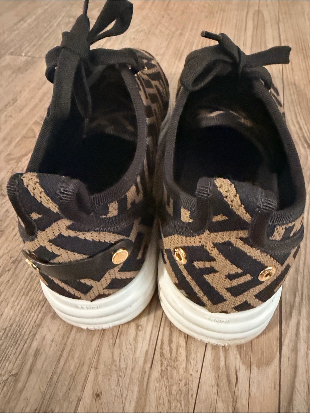 Fendi FF Logo Knit Sneakers | Brown & Black Designer Low Top Shoes | Fendi Roma - Picture 8 of 9